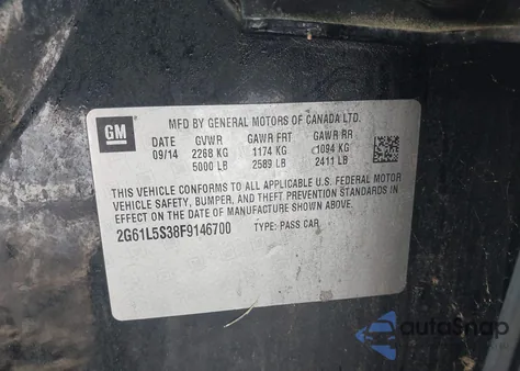 2015 Cadillac Xts Standard z USA, uszkodzony, nr VIN 2G61L5S38F9146700